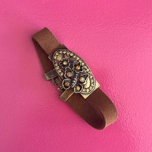 Brown Leather Butterfly Bracelet